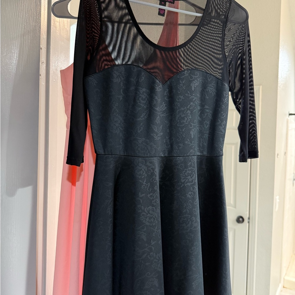 Material Girl Black Mesh Long Sleeve Dress